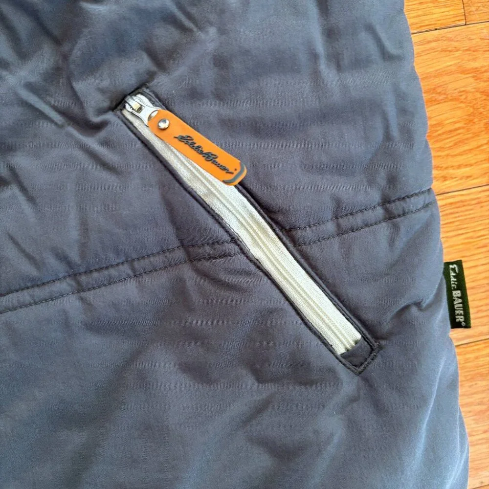 Eddie Bauer Puffer Vest Teens XL Blue Orange Reversible Fleece Zip Pockets Y2K‎